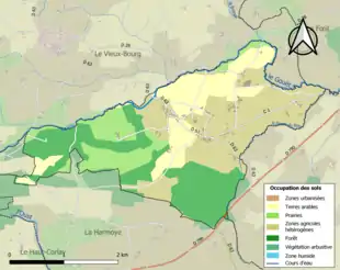 Carte en couleurs présentant l'occupation des sols.