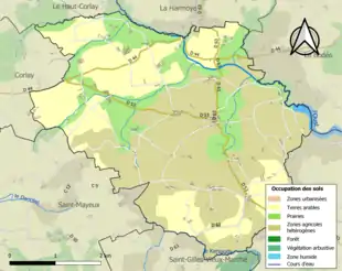 Carte en couleurs présentant l'occupation des sols.