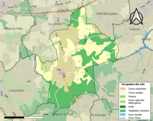 Carte en couleurs présentant l'occupation des sols.