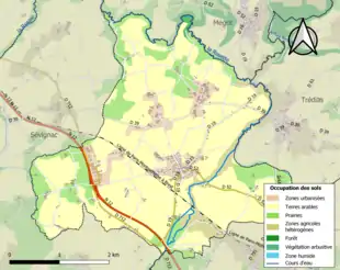 Carte en couleurs présentant l'occupation des sols.