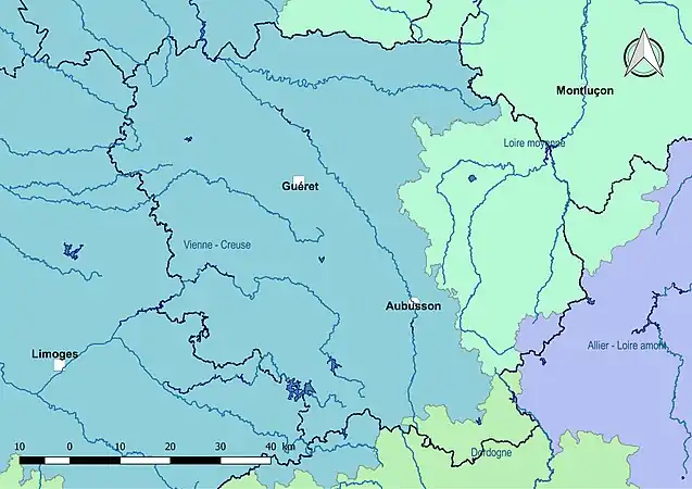 La Creuse est découpée en quatre sous-bassins administratifs : « Vienne-Creuse », « Loire moyenne », « Dordogne » et «  Allier-Loire amont ».