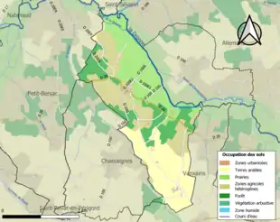 Carte en couleurs présentant l'occupation des sols.