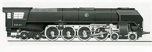 Dessin du projet de la locomotive type 242.