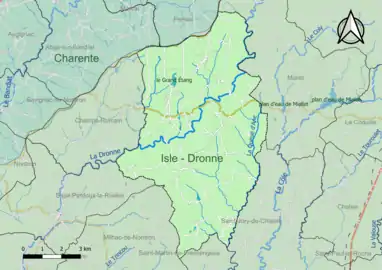 Carte en couleur présentant le(s) SAGE couvrant le territoire communal