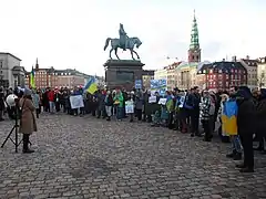 Manifestation pro-ukrainienne devant le Folketing à Copenhague (Danemark).