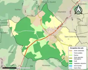 Carte en couleurs présentant l'occupation des sols.