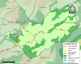 Carte en couleurs présentant l'occupation des sols.