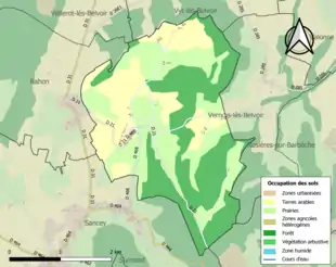 Carte en couleurs présentant l'occupation des sols.