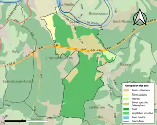 Carte en couleurs présentant l'occupation des sols.