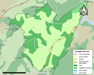 Carte en couleurs présentant l'occupation des sols.