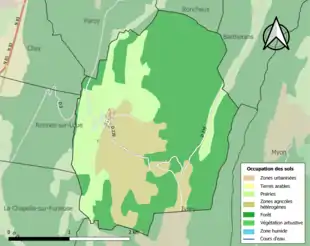 Carte en couleurs présentant l'occupation des sols.