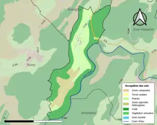 Carte en couleurs présentant l'occupation des sols.