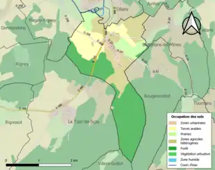 Carte en couleurs présentant l'occupation des sols.