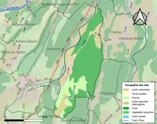 Carte en couleurs présentant l'occupation des sols.