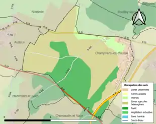 Carte en couleurs présentant l'occupation des sols.