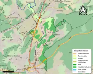 Carte en couleurs présentant l'occupation des sols.