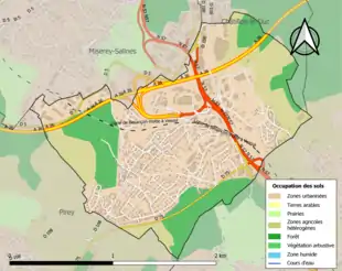 Carte en couleurs présentant l'occupation des sols.