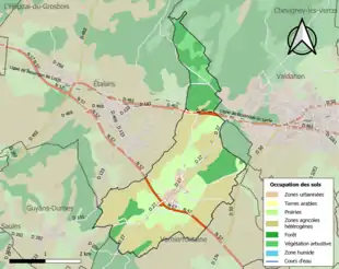 Carte en couleurs présentant l'occupation des sols.