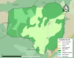 Carte en couleurs présentant l'occupation des sols.