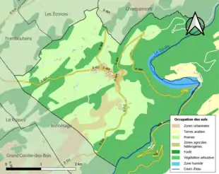 Carte en couleurs présentant l'occupation des sols.