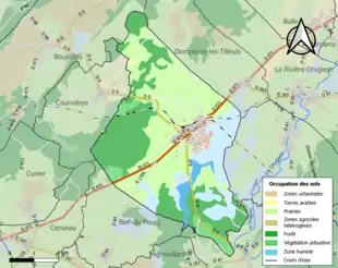 Carte en couleurs présentant l'occupation des sols.