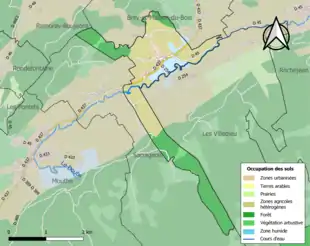 Carte en couleurs présentant l'occupation des sols.