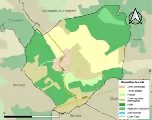 Carte en couleurs présentant l'occupation des sols.