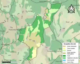 Carte en couleurs présentant l'occupation des sols.