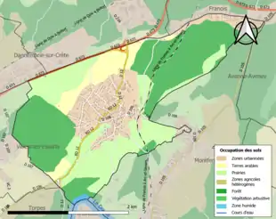 Carte en couleurs présentant l'occupation des sols.