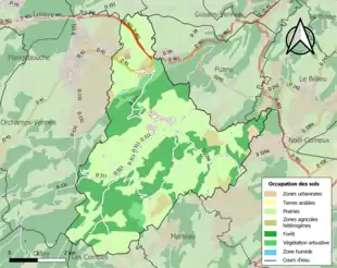 Carte en couleurs présentant l'occupation des sols.