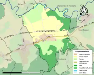 Carte en couleurs présentant l'occupation des sols.