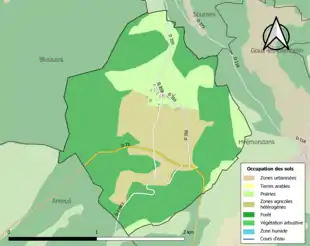 Carte en couleurs présentant l'occupation des sols.