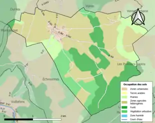 Carte en couleurs présentant l'occupation des sols.