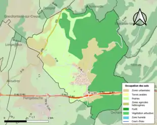 Carte en couleurs présentant l'occupation des sols.