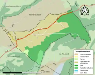 Carte en couleurs présentant l'occupation des sols.