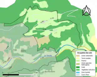 Carte en couleurs présentant l'occupation des sols.