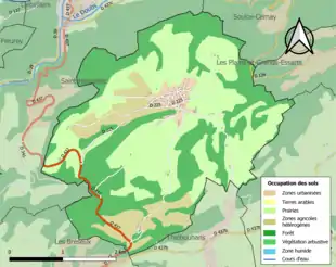 Carte en couleurs présentant l'occupation des sols.