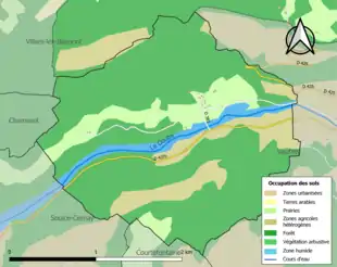 Carte en couleurs présentant l'occupation des sols.