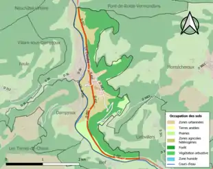 Carte en couleurs présentant l'occupation des sols.