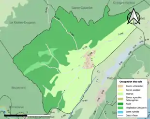 Carte en couleurs présentant l'occupation des sols.