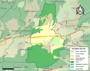 Carte en couleurs présentant l'occupation des sols.