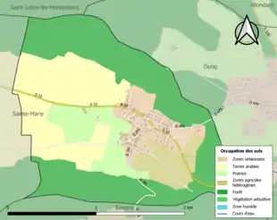 Carte en couleurs présentant l'occupation des sols.