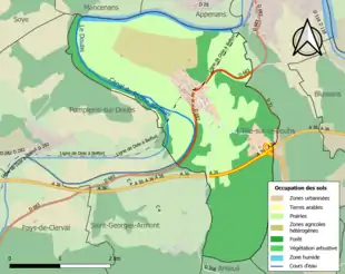 Carte en couleurs présentant l'occupation des sols.