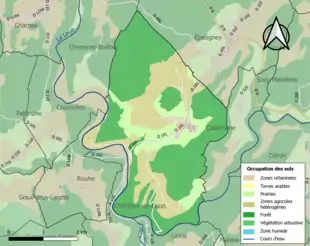 Carte en couleurs présentant l'occupation des sols.