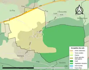 Carte en couleurs présentant l'occupation des sols.