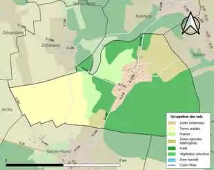 Carte en couleurs présentant l'occupation des sols.