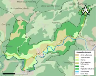 Carte en couleurs présentant l'occupation des sols.