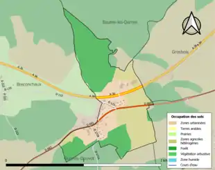 Carte en couleurs présentant l'occupation des sols.