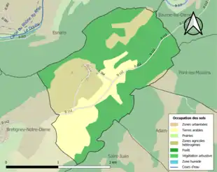 Carte en couleurs présentant l'occupation des sols.