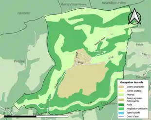 Carte en couleurs présentant l'occupation des sols.